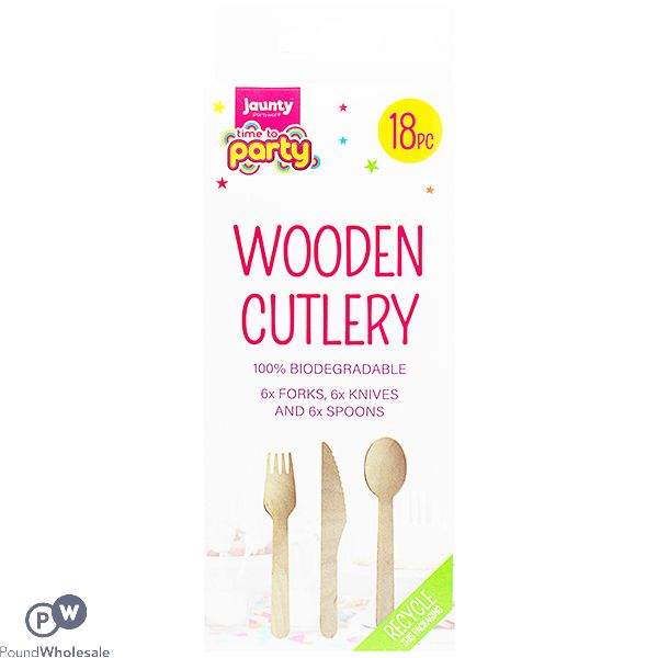 Jaunty Partyware Biodegradable Wooden Cutlery Set 18pc