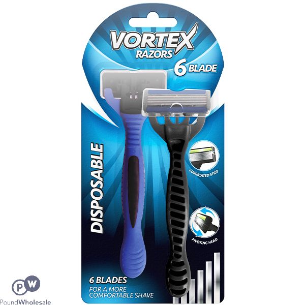 Vortex 6 Blade Disposable Men's Razors 2 Pack