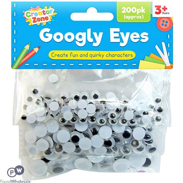 CREATOR ZONE ASSORTED GOOGLY EYES 200PC