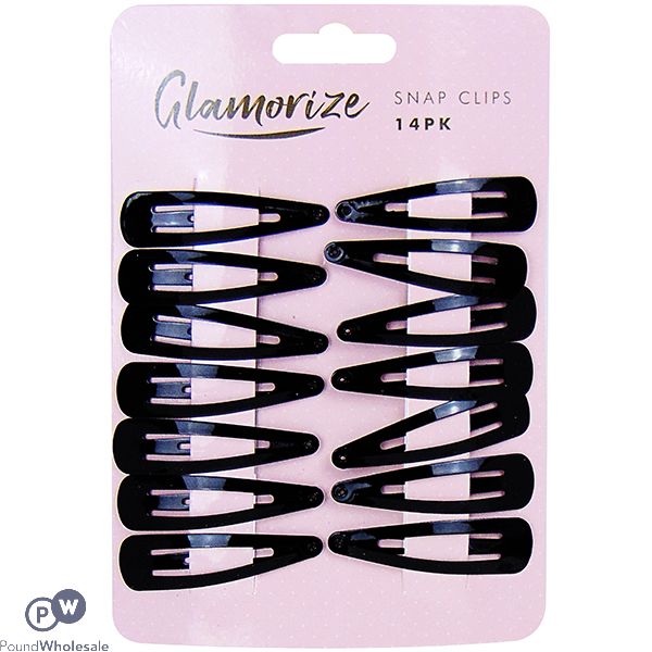 GLAMORIZE BLACK SNAP HAIR CLIPS 14 PACK