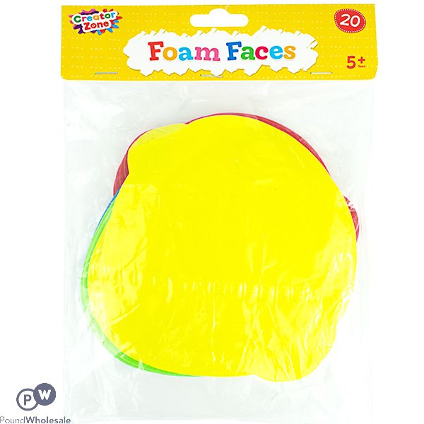 CREATOR ZONE ASSORTED COLOUR FOAM FACES 20 PACK