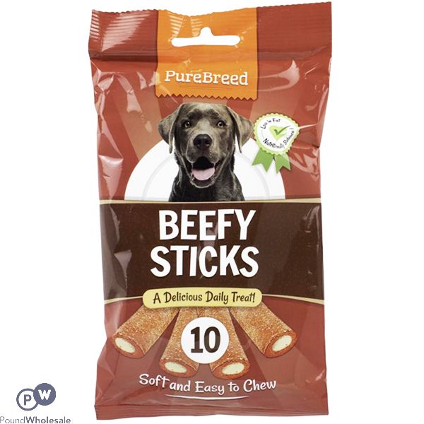 PURE BREED BEEFY MARROW STICKS DOG TREATS 10 PACK 200G