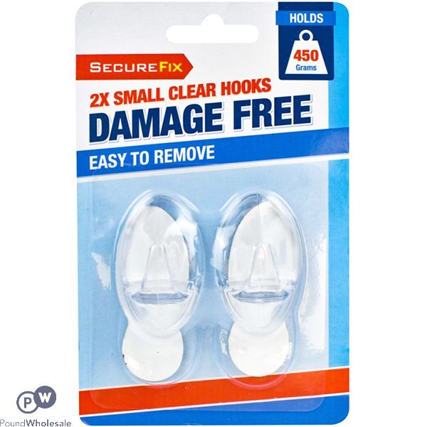 Secure Fix Small Clear Hooks 2 Pack