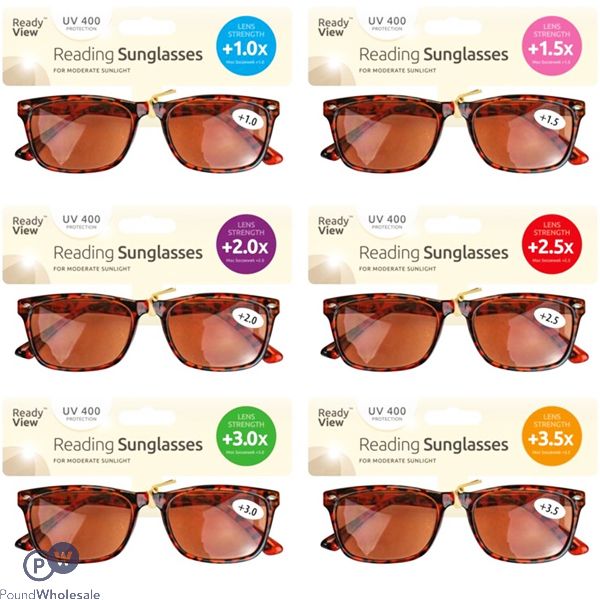 Ready View Uv 400 Tortoise Shell Reading Sunglasses Assorted