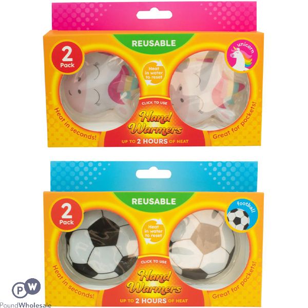 Reusable Unicorn & Football Hand Warmers 2 Pack Assorted