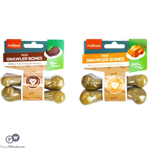 Pure Breed Mini Gnawler Dog Bones 2 Pack 80g Assorted