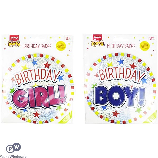 Jaunty Time To Party Large Birthday Badge Assorted