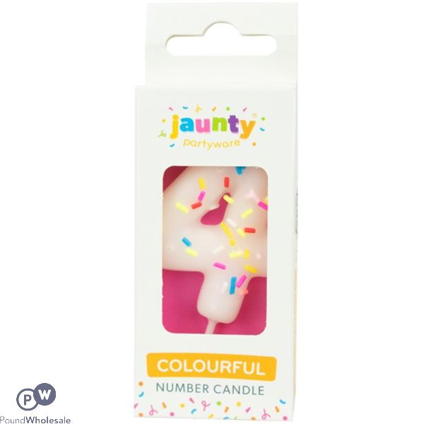 Jaunty Colourful Sprinkles Number Candle 1 Pack Assorted