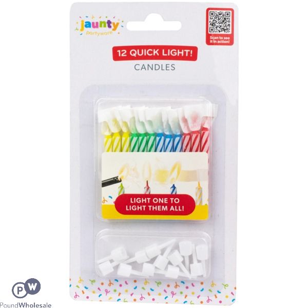 Jaunty Assorted Colour Quick Light Candles Set 12pc