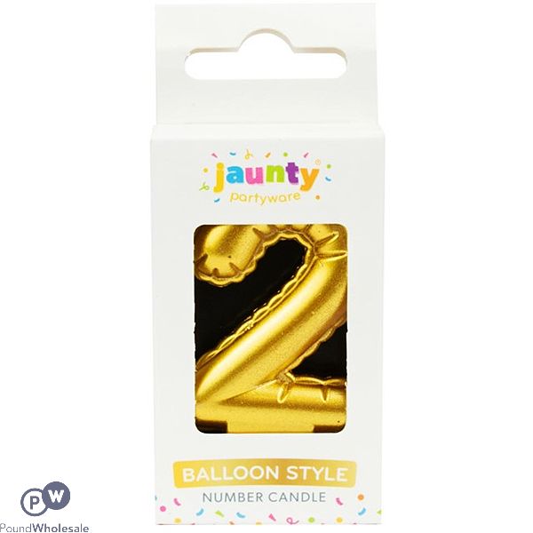 Jaunty Metallic Gold Balloon Number Candle 1 Pack Assorted