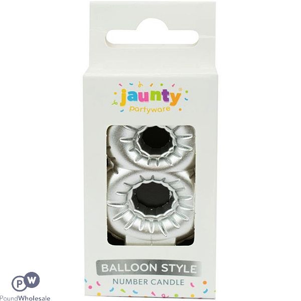 Jaunty Silver Metallic Number Candle Balloon 1 Pack Assorted