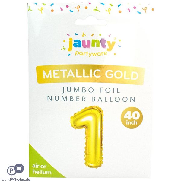 Jaunty Metallic Gold Jumbo Foil Number Balloon 40" Assorted