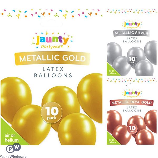 Jaunty Metallic Latex Balloons 10 Pack Assorted Colours