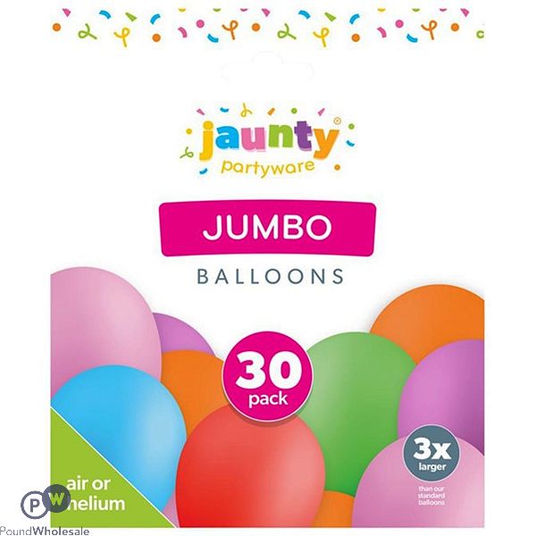 Jaunty Assorted Colour Jumbo Balloons 30 Pack