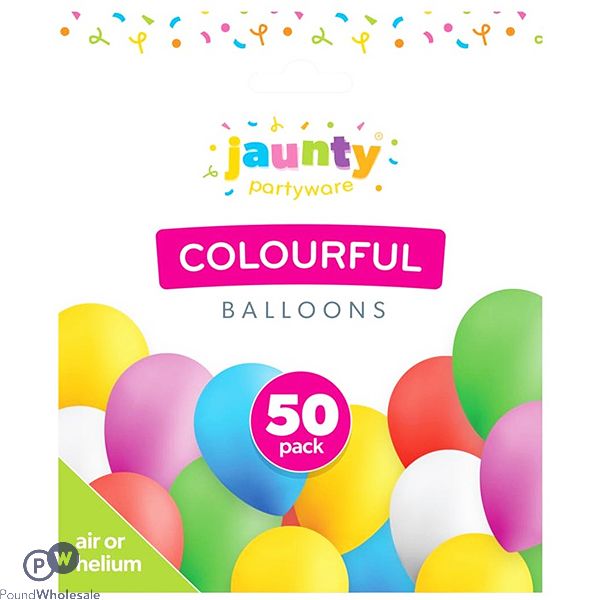 Jaunty Assorted Colourful Balloons 50 Pack