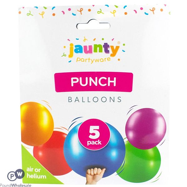 Jaunty Assorted Colour Punch Balloons 5 Pack
