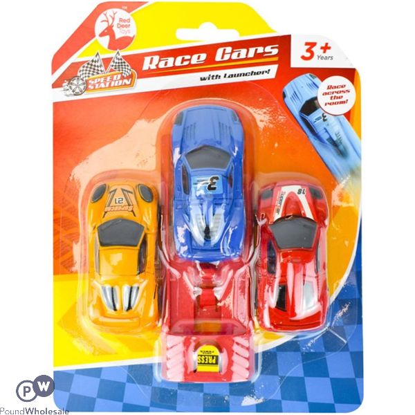 Red Deer Toys Speed Station Race Cars With Launcher Set 4pc