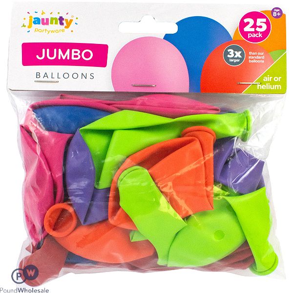 Jaunty Assorted Colour Jumbo Balloons 25 Pack