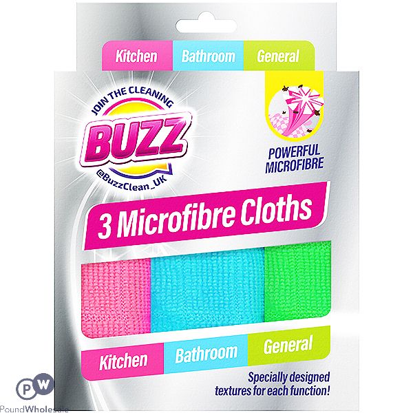 BUZZ MICROFIBRE CLOTHS 3 PACK