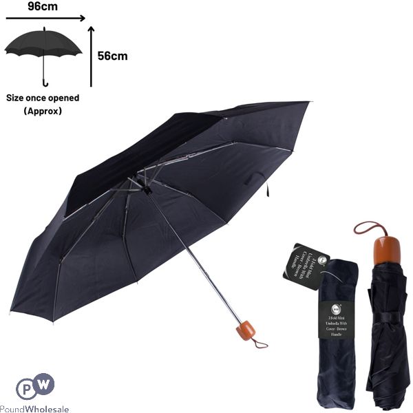 Did 3 Fold Mini Brown Handle Umbrella 96cm X 56cm