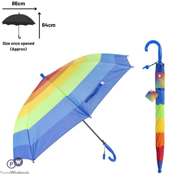 Did Kids Rainbow Umbrella & Whistle 86cm X 64cm