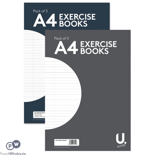 U. A4 Exercise Books 3 Pack