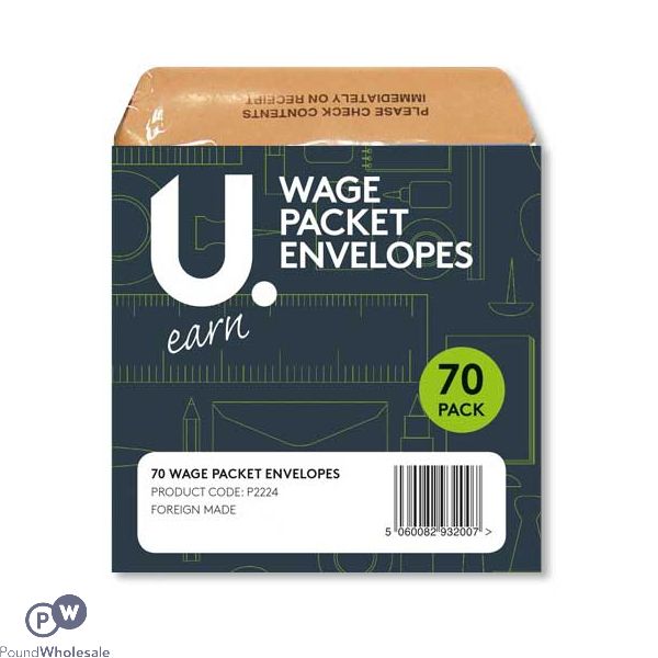 U.earn Wage Packet Envelopes 70 Pack