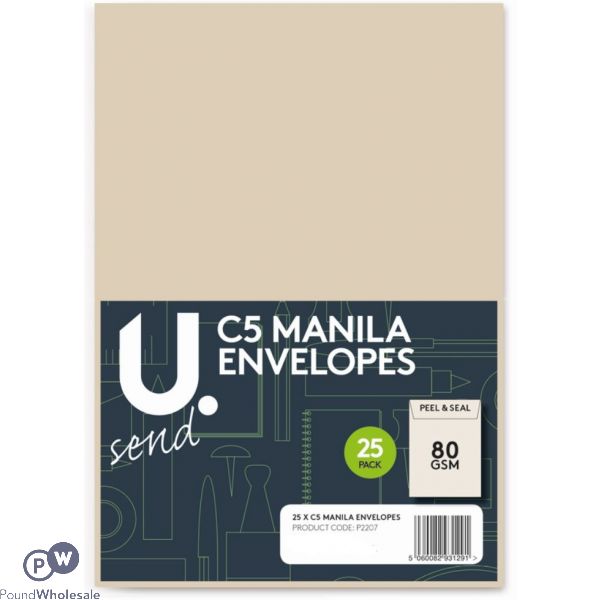 25 Pack Peel And Seal 80gsm C5 Manila Envelopes