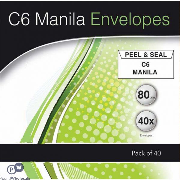 Peel And Seal 80gsm C6 Manila Envelopes 40 Pack