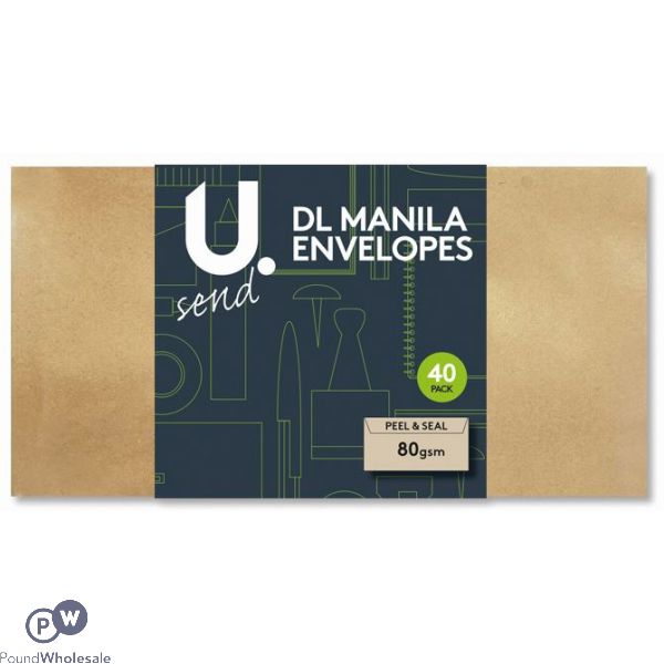 U. Peel And Seal 80gsm Dl Manila Envelopes 40 Pack 