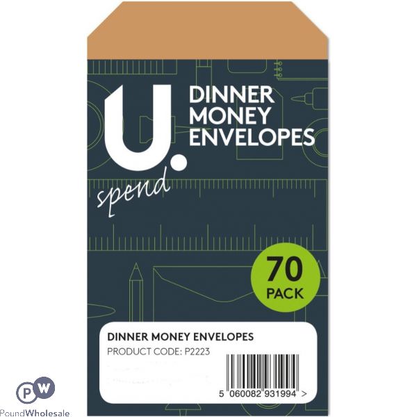 U. Dinner Money Envelopes 70 Pack