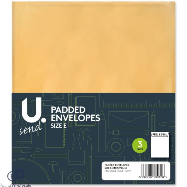 3 Pack Size E Padded Envelopes 240mm X 270mm