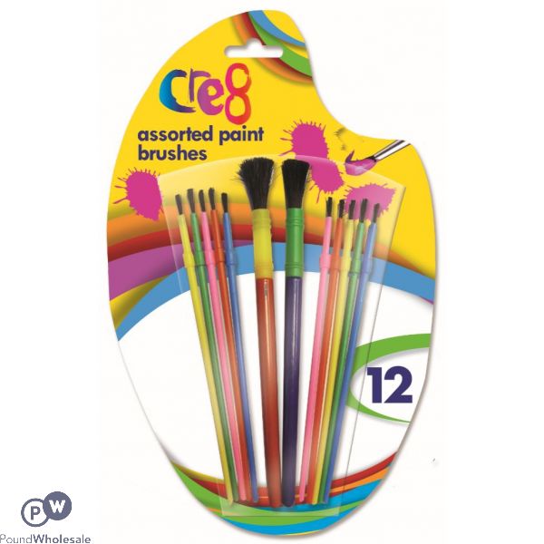 Cre8 Assorted Paint Brushes 12 Pack