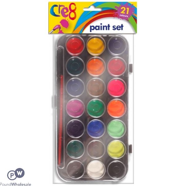 Cre8 21 Colour Paint Palette With Paint Brush