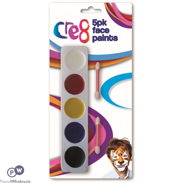 Cre8 Coloured Face Paints 5 Pack