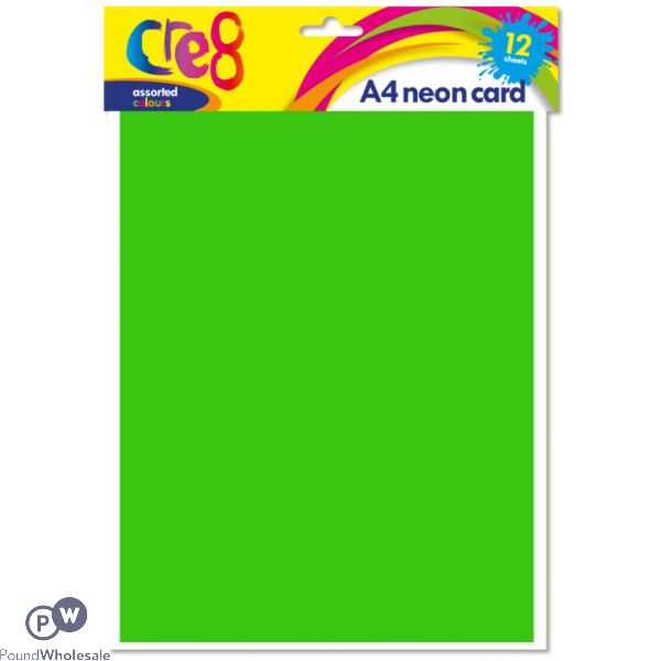 Cre8 A4 150gsm Green Neon Card 12 Pack