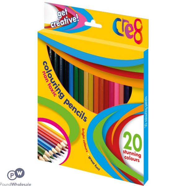 Cre8 Colouring Pencils Assorted Colours 20 Pack