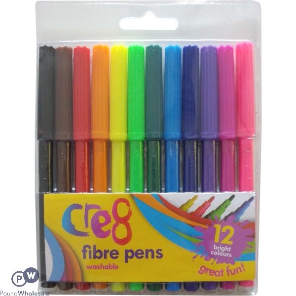 Cre8 Fibre Pens Assorted Colours 12 Pack