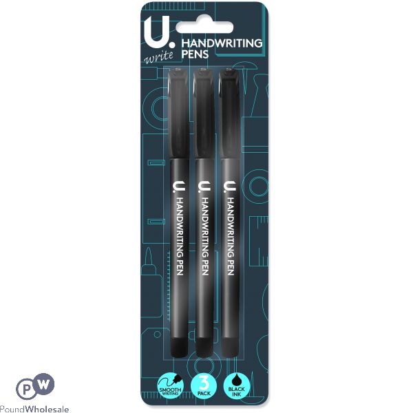 U. Black Handwriting Pens 3 Pack