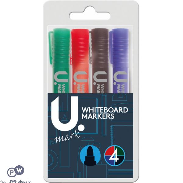 U. White Board Markers Assorted Colours 4 Pack