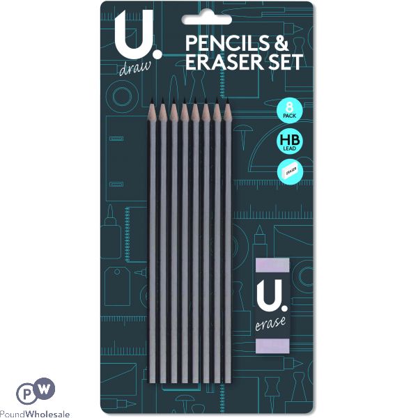 8pk Pencils And Eraser Set 