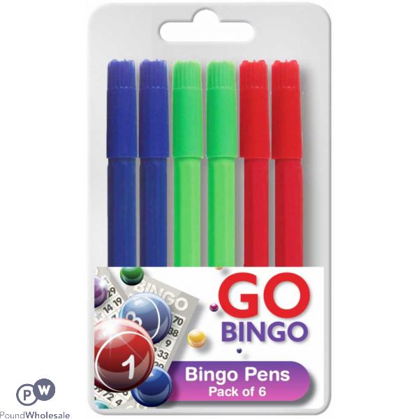 Go Bingo Assorted Colour Bingo Pens 6 Pack