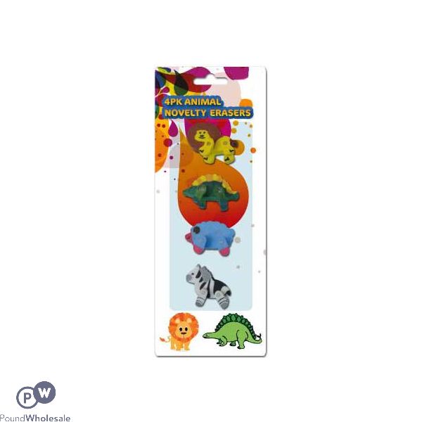 Novelty Animal Eraser Set 4 Pack