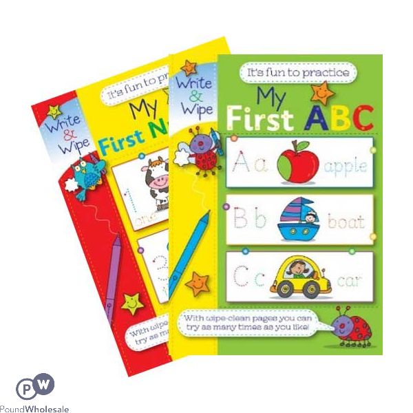 My First Numbers & Abc Book Wipe And Clean Reusable (no Vat) 2 Assorted Designs