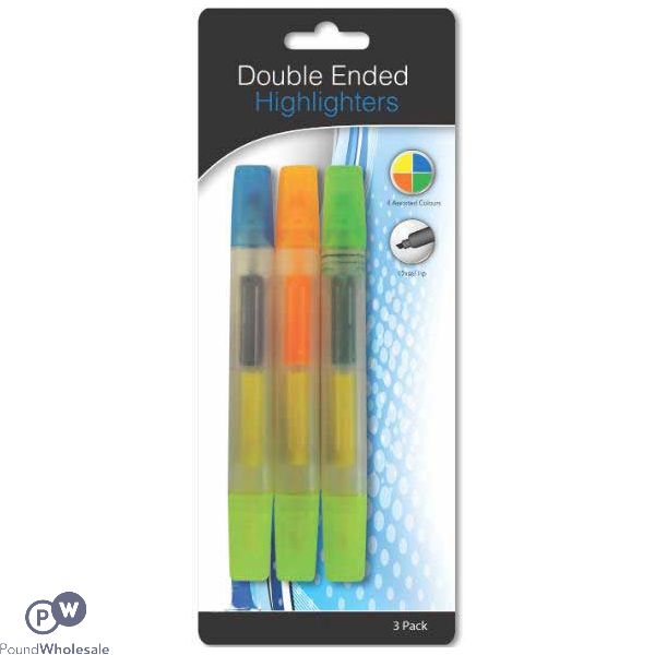 DOUBLE ENDED HIGHLIGHTERS 3 PACK