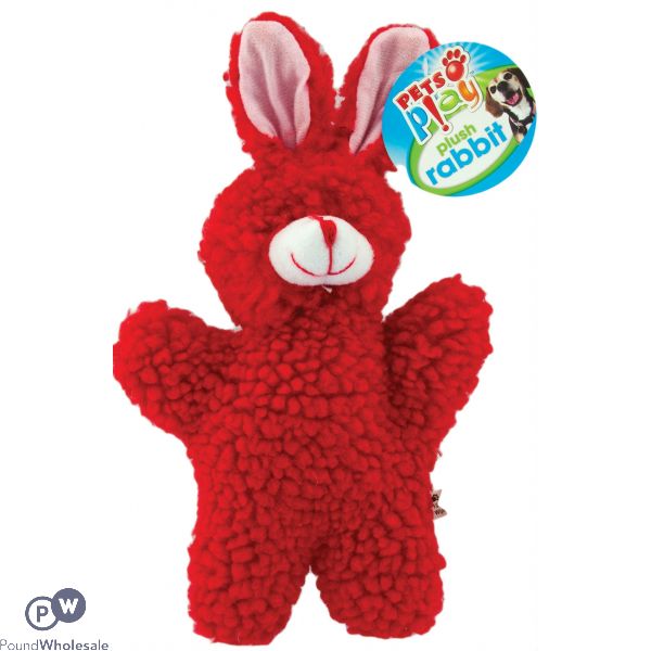 Pets Play Plush Rabbit Dog Toy Assorted Colours