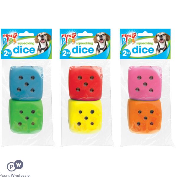 PETS PLAY SQUEAKING DICE DOG TOY 2 PACK