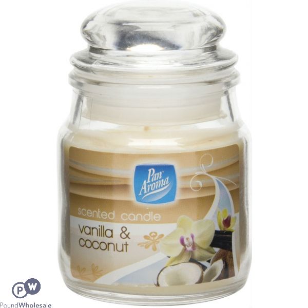 PAN AROMA SMALL JARRED SCENTED CANDLE WITH LID VANILLA & COCONUT