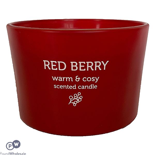 PAN AROMA RED BERRY COLOURED JAR CANDLE 85G