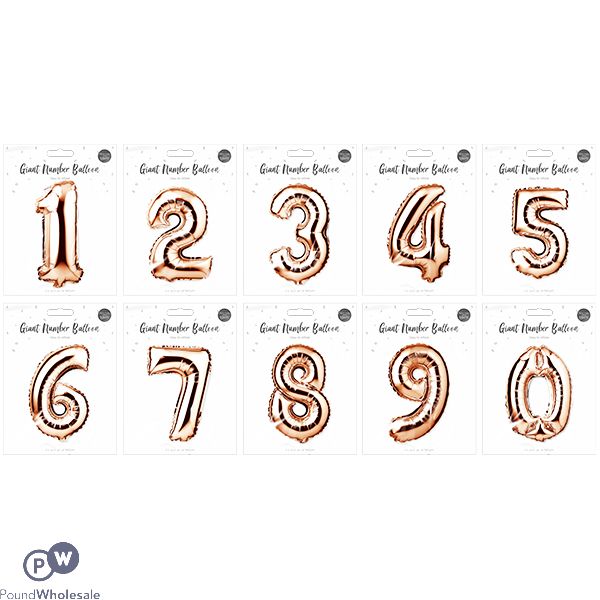 Pop Rose Gold Foil Number Balloon 65cm Assorted